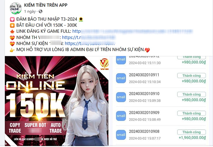 Một quảng cáo kiếm tiền dễ trên Facebook - Ảnh: N.M.