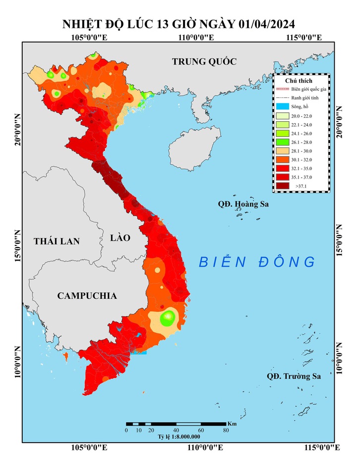 Hôm nay, nhiều nơi ở miền Trung nắng nóng lên tới xấp xỉ 40 độ C - Ảnh: NCHMF