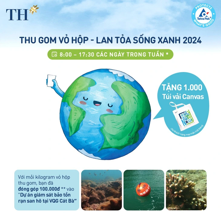 Cùng TH "Thu gom vỏ hộp, lan tỏa sống xanh 2024" là người tiêu dùng đang chung tay giúp bảo tồn hệ sinh thái san hô ở VQG Cát Bà (Hải Phòng)