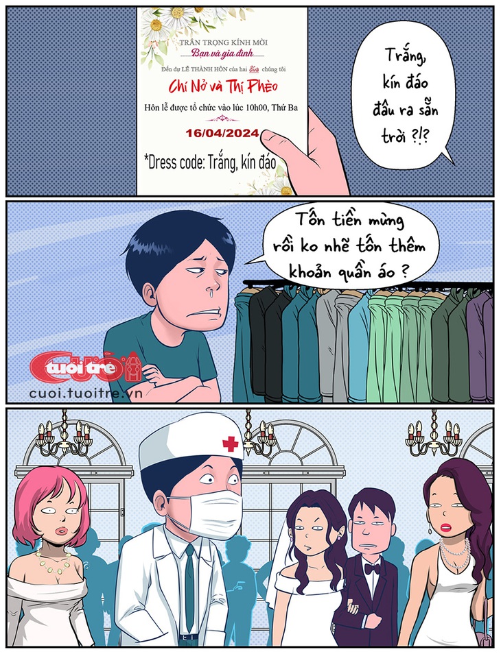 Tui đi đám cưới với dress code "ối dồi ôi" - Tranh: Vàng 