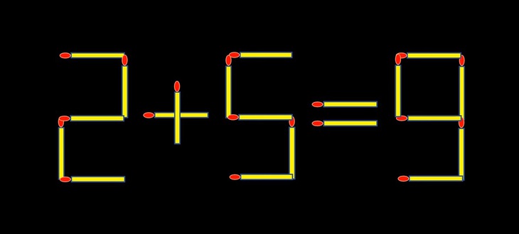 Thử tài IQ: Di chuyển một que diêm để 2+5=9 thành phép tính đúng- Ảnh 1.