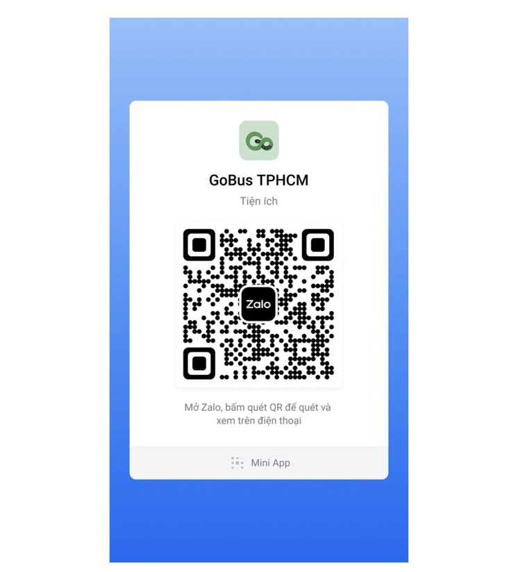 Cách 1: Người dân quét mã QR để truy cập Mini App Go!Bus TP.HCM trên Zalo - Nguồn: Trung tâm Quản lý giao thông công cộng TP.HCM