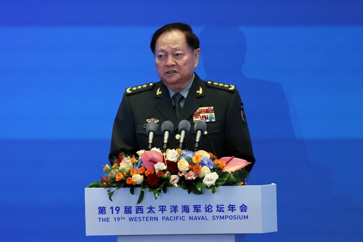 Phó chủ tịch Quân ủy Trung ương Trung Quốc Trương Hựu Hiệp (Zhang Youxia) phát biểu tại khai mạc Hội nghị chuyên đề Hải quân Tây Thái Bình Dương ngày 22-4 - Ảnh: REUTERS Phó chủ tịch Quân ủy Trung ương Trung Quốc Trương Hựu Hiệp (Zhang Youxia) phát biểu tại khai mạc Hội nghị chuyên đề hải quân Tây Thái Bình Dương ngày 22-4 - Ảnh: REUTERS