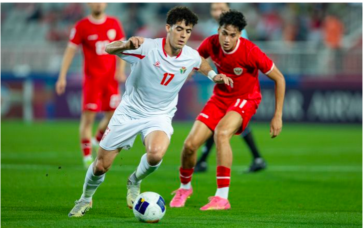 Rạng sáng 22-4, U23 Jordan (áo trắng) thua tâm phục khẩu phục trước U23 Indonesia - Ảnh: AFC