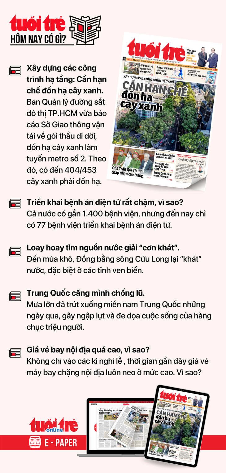 Tin tức chính trên Tuổi Trẻ nhật báo hôm nay 24-4. Để đọc Tuổi Trẻ báo in phiên bản E-paper, mời bạn đăng ký Tuổi Trẻ Sao TẠI ĐÂY