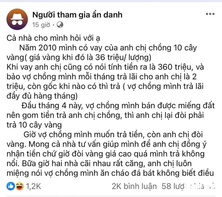 Bài đăng đang được chia sẻ những ngày qua - Ảnh: FB