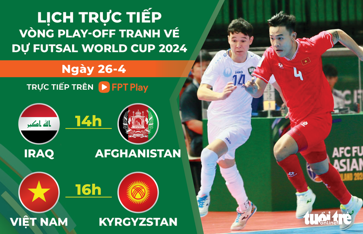 Lịch trực tiếp futsal Việt Nam gặp Kyrgyzstan - Đồ họa: AN BÌNH