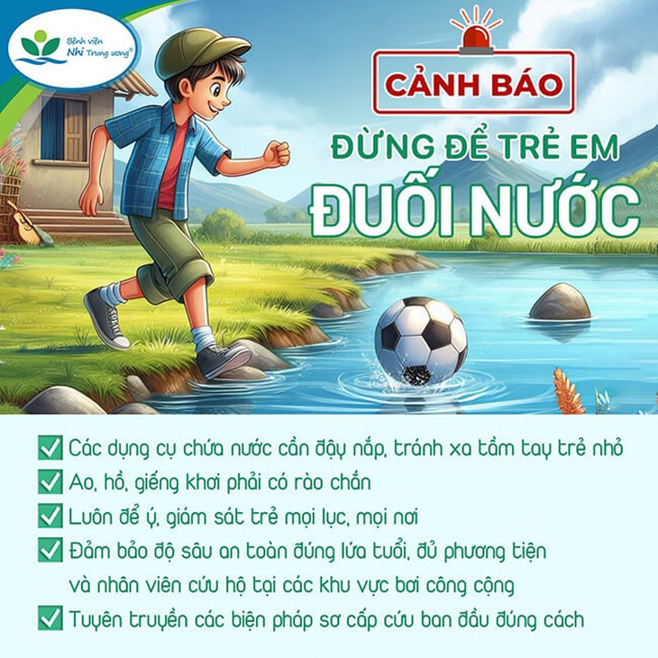 Phòng tránh nguy cơ đuối nước ở trẻ nhỏ - Ảnh: Bệnh viện cung cấp