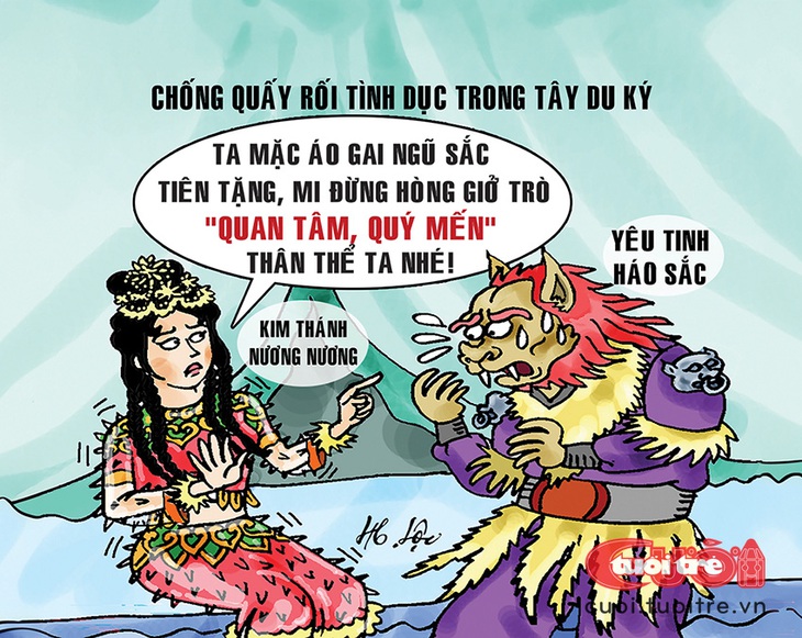 Chống quấy rối trong Tây Du Ký - Tranh: Hữu Lộc 