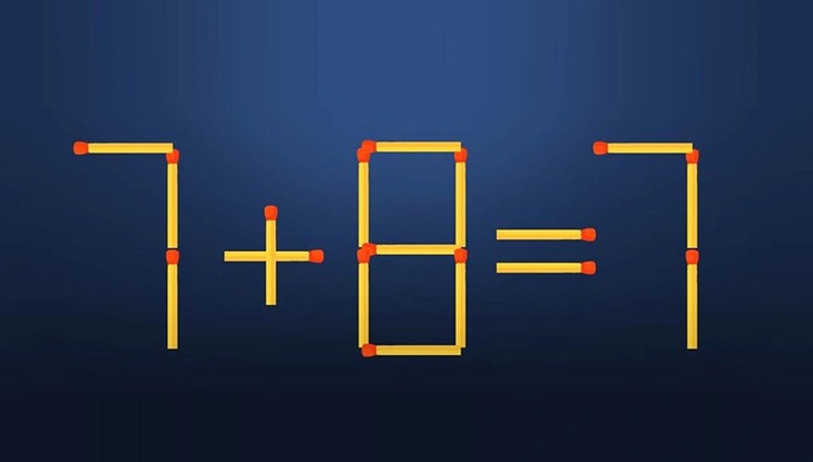Thử tài IQ: Di chuyển một que diêm để 7+8=7 thành phép tính đúng- Ảnh 1. Thử tài IQ: Di chuyển một que diêm để 7+8=7 thành phép tính đúng- Ảnh 1.
