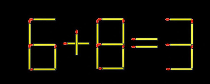 Thử tài IQ: Di chuyển một que diêm để 6+8=3 thành phép tính đúng- Ảnh 1.