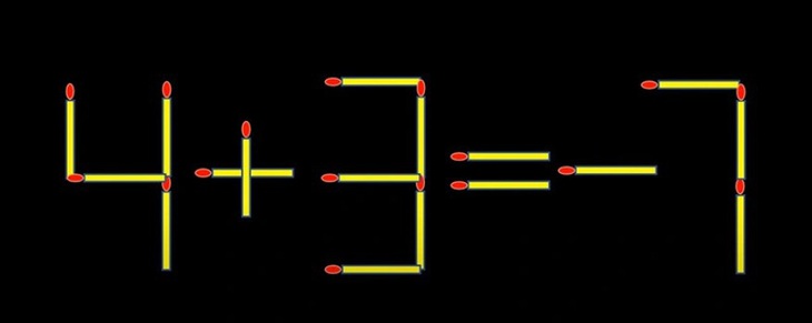 Thử tài IQ: Di chuyển một que diêm để 4+3=-7 thành phép tính đúng- Ảnh 1.