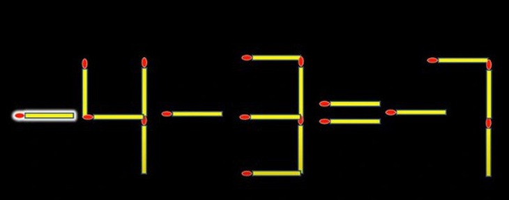 Thử tài IQ: Di chuyển một que diêm để 4+3=-7 thành phép tính đúng- Ảnh 2.
