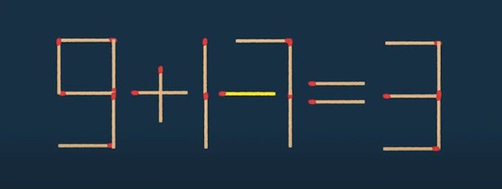 Thử tài IQ: Di chuyển một que diêm để 9+17=9 thành phép tính đúng- Ảnh 2.