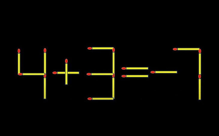 Thử tài IQ: Di chuyển một que diêm để 4+3=-7 thành phép tính đúng