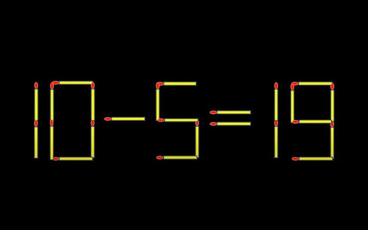 Thử tài IQ: Di chuyển một que diêm để 10-5=19 thành phép tính đúng