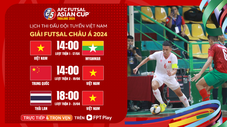 Lịch thi đấu Giải futsal châu Á 2024 trên FPT Play - Ảnh: FPT