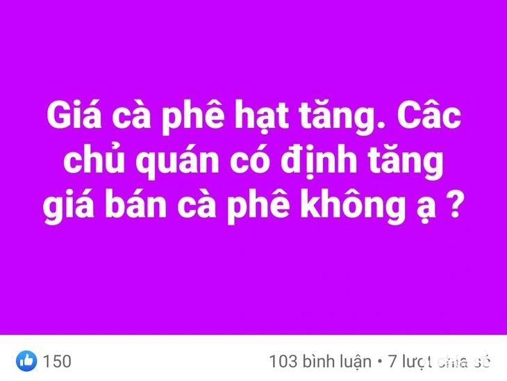 Chủ đề "có nên tăng giá cà phê hay không" được bàn luận rôm rả trên nhiều diễn đàn những ngày qua - Ảnh chụp màn hình