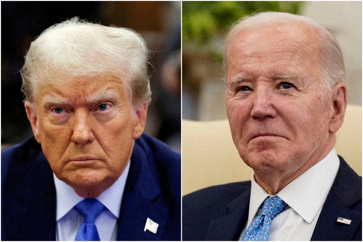 Kết quả thăm dò bầu cử Mỹ cho thấy ông Biden dẫn trước ông Trump 1 điểm phần trăm - Ảnh: REUTERS