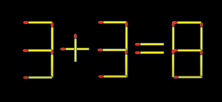 Thử tài IQ: Di chuyển một que diêm để 3+3=8 thành phép tính đúng- Ảnh 1.