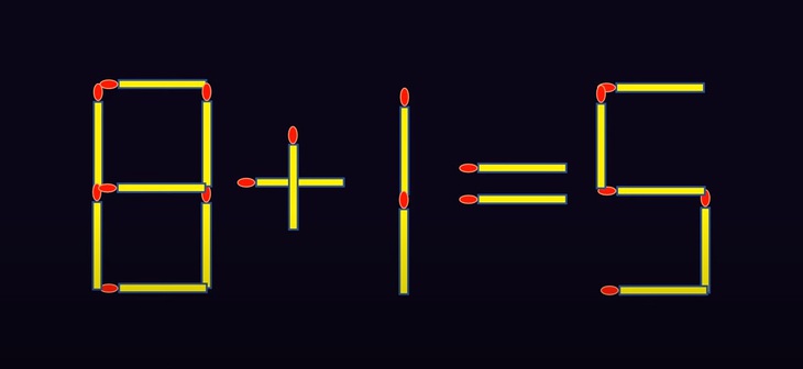 Thử tài IQ: Di chuyển hai que diêm để 8+1=5 thành phép tính đúng- Ảnh 1.