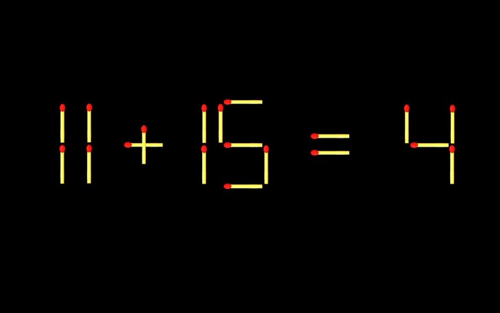 Thử tài IQ: Di chuyển một que diêm để 11+15=4 thành phép tính đúng