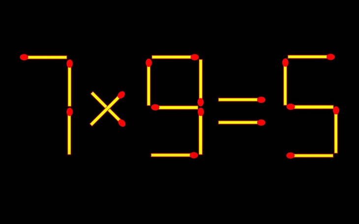 Thử tài IQ: Di chuyển một que diêm để 7x9=5 thành phép tính đúng