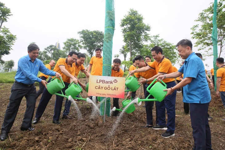 Nhân dịp kỷ niệm 134 năm Ngày sinh Chủ tịch Hồ Chí Minh, chương trình đã trồng mới nhiều cây xanh trong khuôn viên Khu di tích lịch sử ngành ngân hàng Việt Nam - Ảnh: LPBank