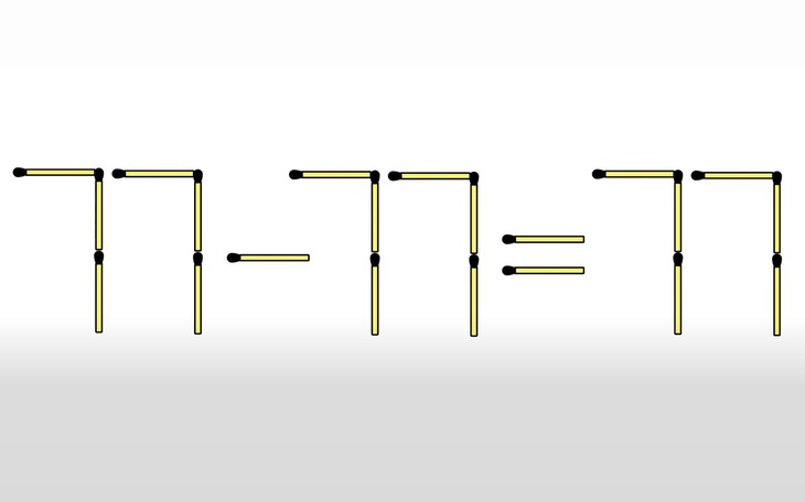 Thử tài IQ: Di chuyển hai que diêm để 77-77=77 thành phép tính đúng