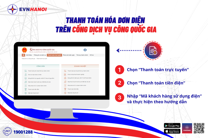 Cách thanh toán hóa đơn điện qua Cổng dịch vụ công quốc gia