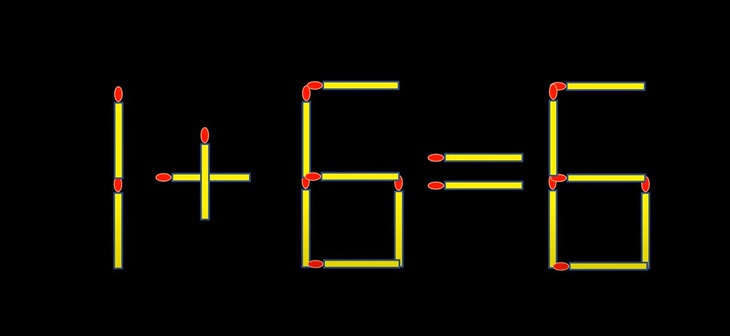 Thử tài IQ: Di chuyển một que diêm để 1+6=6 thành phép tính đúng- Ảnh 1.