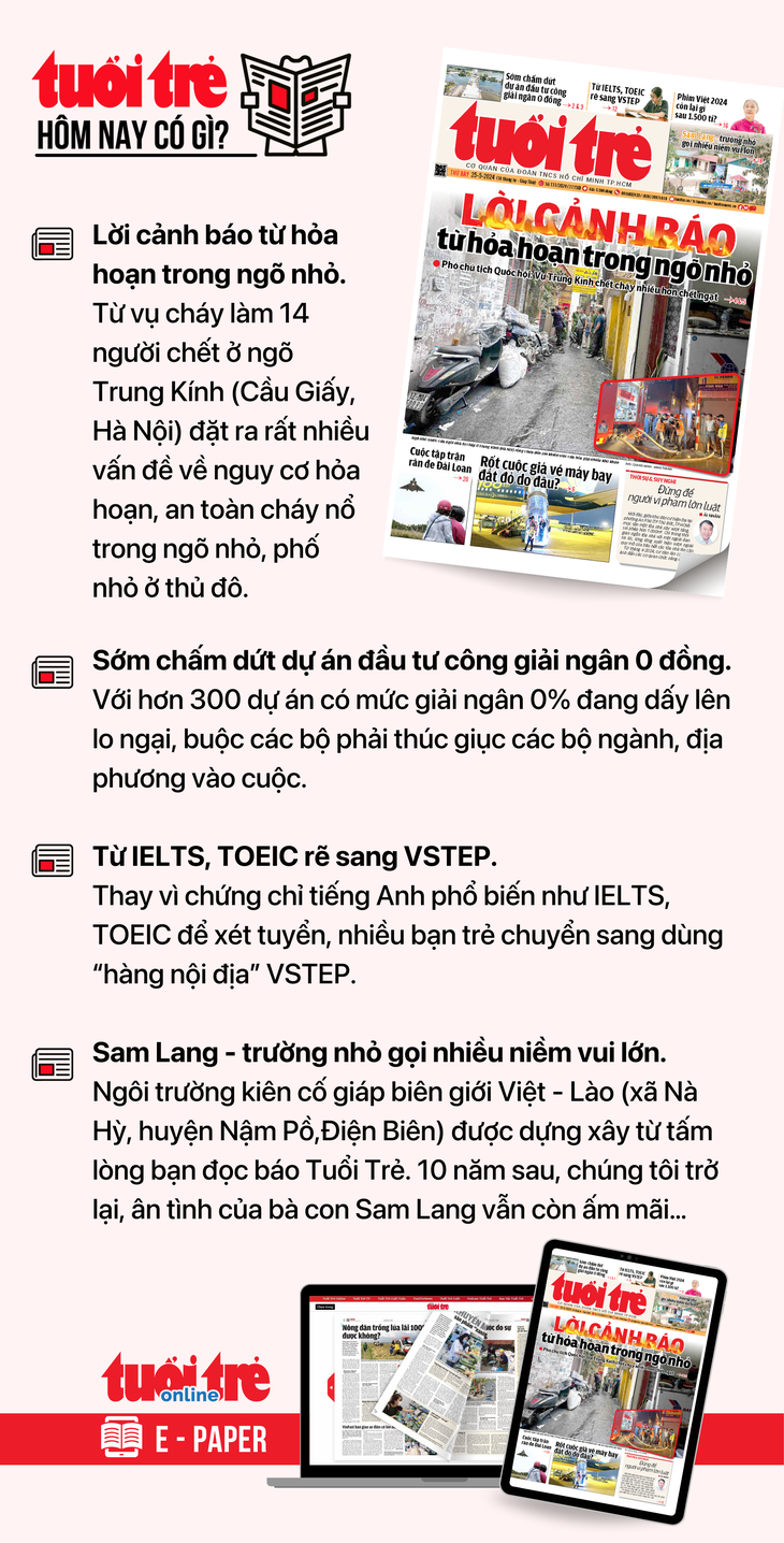 Tin tức đáng chú ý trên Tuổi Trẻ nhật báo ngày 25-5. Để đọc Tuổi Trẻ báo in phiên bản E-paper, mời bạn đăng ký Tuổi Trẻ Sao TẠI ĐÂY