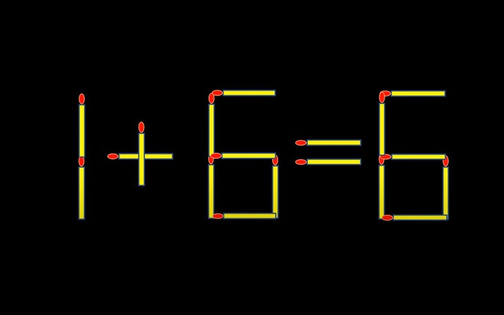 Thử tài IQ: Di chuyển một que diêm để 1+6=6 thành phép tính đúng