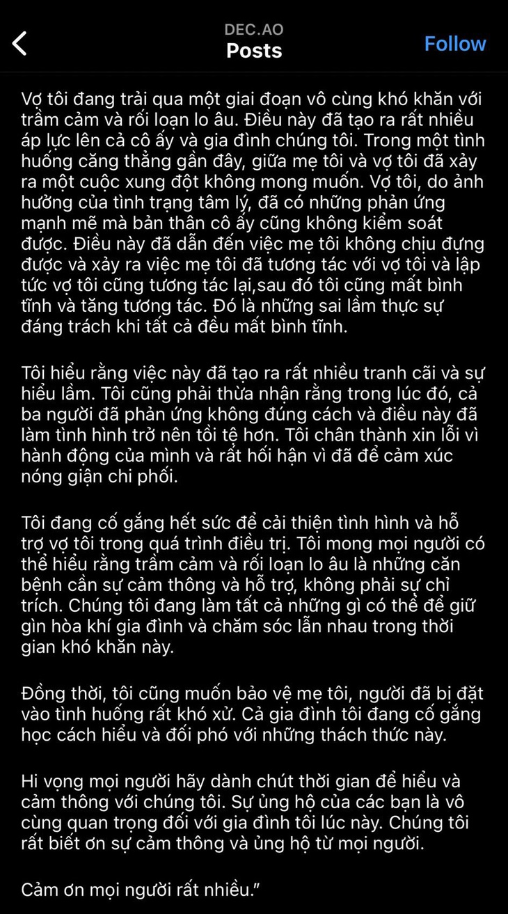 Lời xin lỗi của Decao nhận phản ứng trái chiều từ cộng đồng mạng. (Ảnh chụp màn hình)