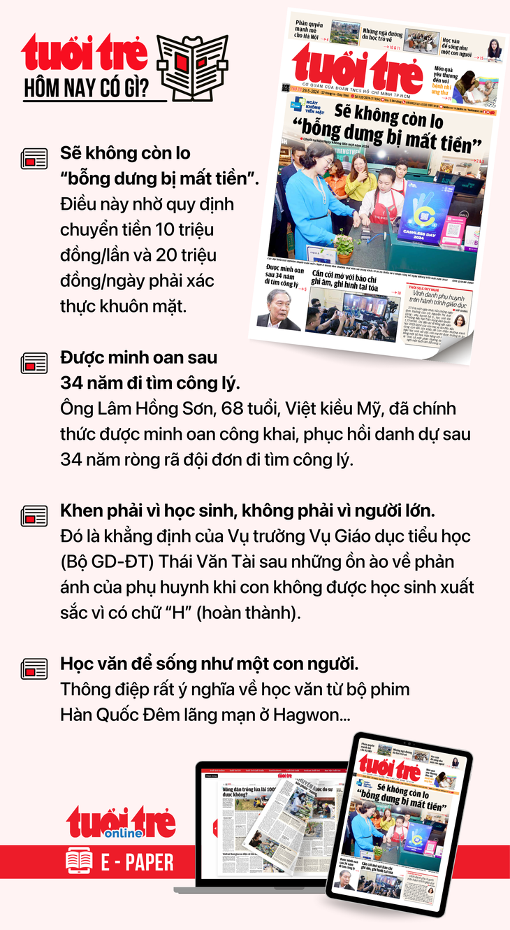 Tin tức chính trên Tuổi Trẻ nhật báo hôm nay 29-5. Để đọc Tuổi Trẻ báo in phiên bản E-paper, mời bạn đăng ký Tuổi Trẻ Sao TẠI ĐÂY