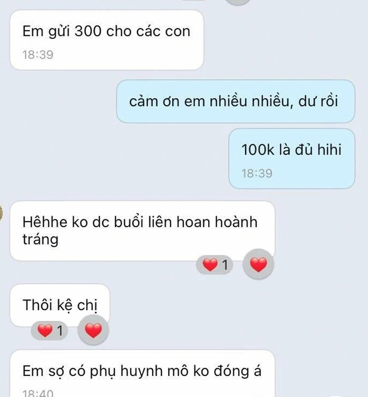 Một phụ huynh xin đóng thêm quỹ để tổ chức lễ ra trường cho lớp 12 - Ảnh: Cô Tùng cung cấp