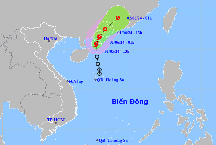 Sơ đồ dự báo hướng đi bão số 1