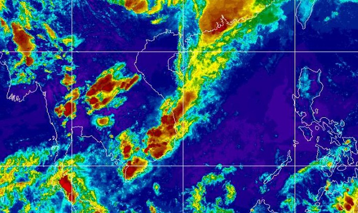 Mây khá lớn sẽ gây mưa dông cho TP.HCM trong đêm nay - Ảnh: MÂY VỆ TINH