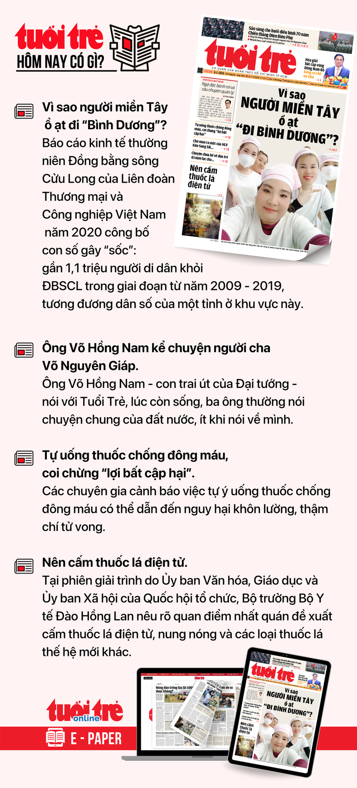 Tin tức chính trên Tuổi Trẻ nhật báo hôm nay 6-5. Để đọc Tuổi Trẻ báo in phiên bản E-paper, mời bạn đăng ký Tuổi Trẻ Sao TẠI ĐÂY