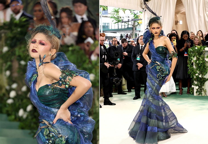 'Cuộc chiến không khoan nhượng' của dàn sao trên siêu thảm đỏ Met Gala 2024- Ảnh 3. Vị host thứ hai Zendaya không làm dân tình thất vọng với mẫu váy đẹp mắt của Maison Margiela - thiết kế được lấy cảm hứng từ mẫu váy nằm trong BST Spring/Summer 1999 của Dior.