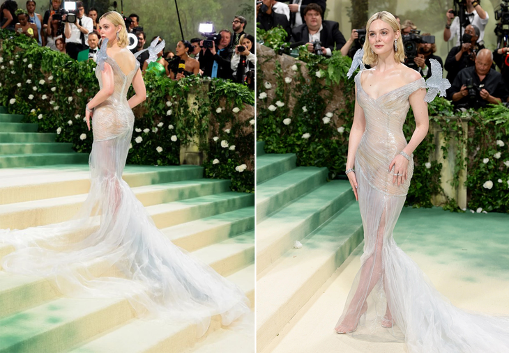Elle Fanning hóa công chúa băng giá với bộ váy trong suốt tạo nhấn bằng hai chú chim trên đỉnh cầu vai. Elle Fanning hóa công chúa băng giá với bộ váy trong suốt tạo nhấn bằng hai chú chim trên đỉnh cầu vai.