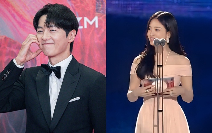 Song Joong Ki (trái) và Song Hye Kyo tại Baeksang 2024