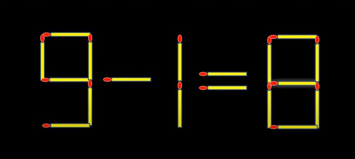 Thử tài IQ: Di chuyển hai que diêm để 9+1=6 thành phép tính đúng- Ảnh 6.