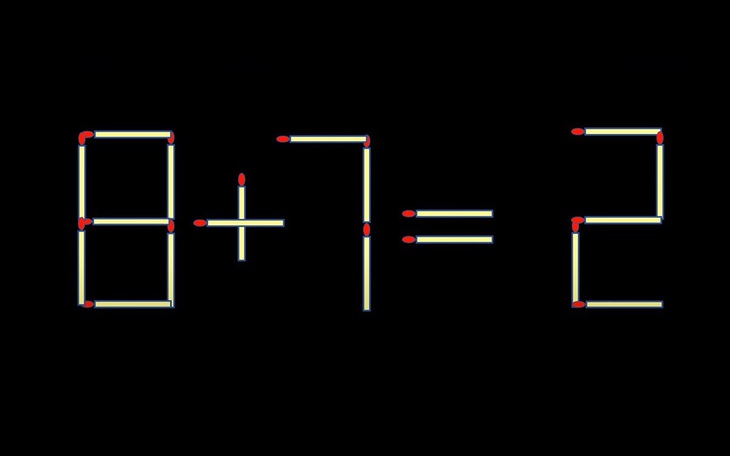 Thử tài IQ: Di chuyển hai que diêm để 8+7=2 thành phép tính đúng