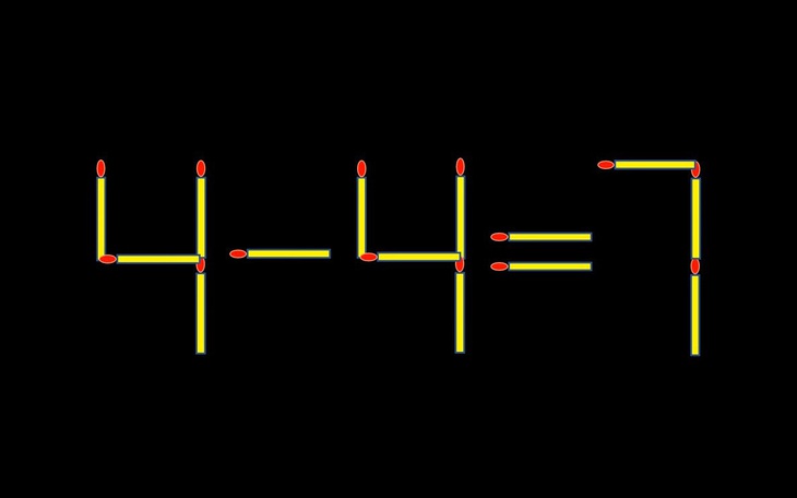 Thử tài IQ: Di chuyển một que diêm để 4-4=7 thành phép tính đúng