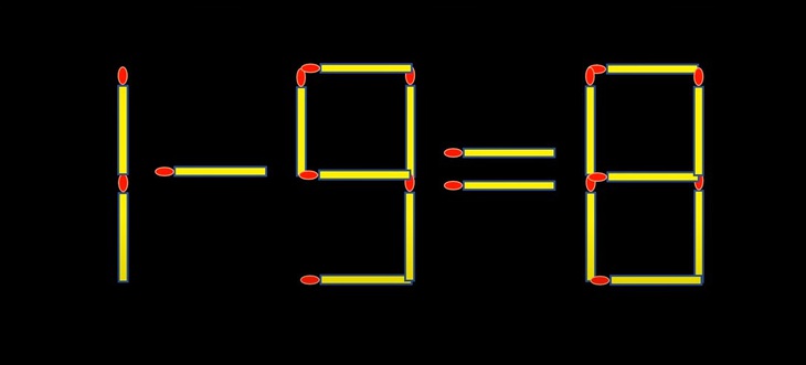 Thử tài IQ: Di chuyển hai que diêm để 1-9=8 thành phép tính đúng- Ảnh 1. Thử tài IQ: Di chuyển hai que diêm để 1-9=8 thành phép tính đúng- Ảnh 1.