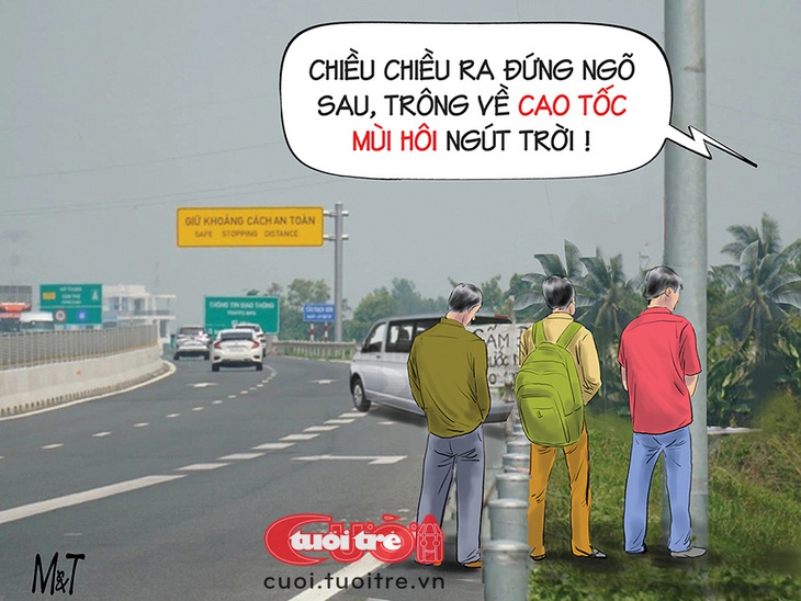 Nỗi khổ bất đắc dĩ ven "đường cao tốc không dừng" - Tranh: Đỗ Minh Tuấn 