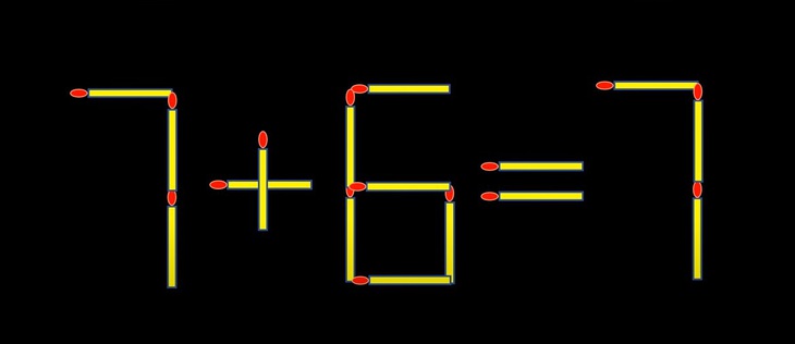 Thử tài IQ: Di chuyển hai que diêm để 7+6=7 thành phép tính đúng- Ảnh 1.