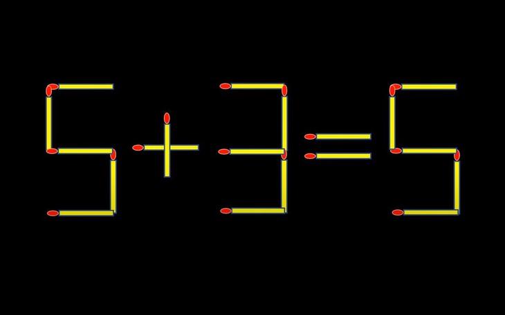 Thử tài IQ: Di chuyển hai que diêm để 5+3=5 thành phép tính đúng