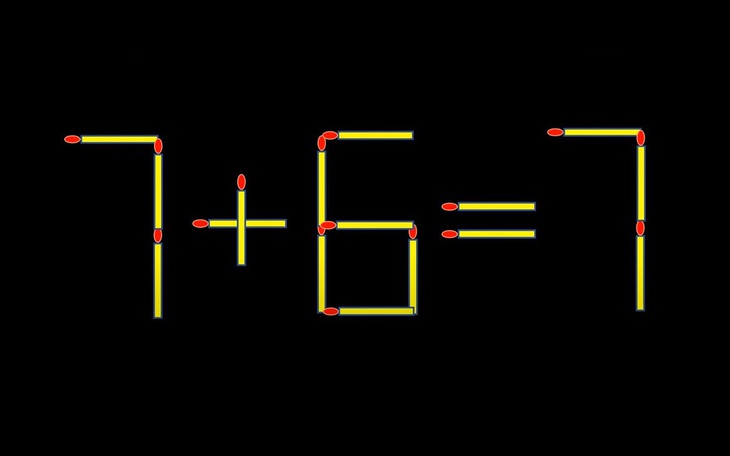 Thử tài IQ: Di chuyển hai que diêm để 7+6=7 thành phép tính đúng